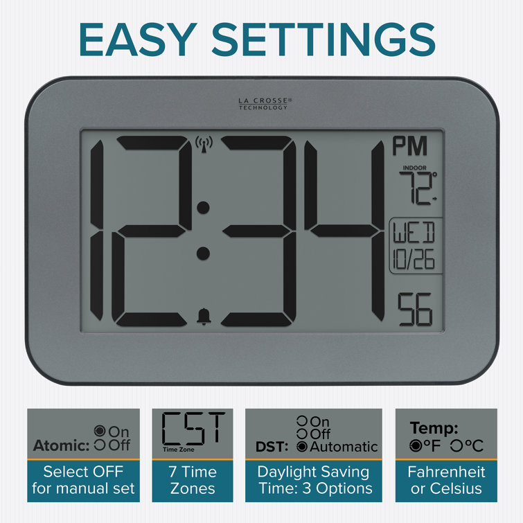 La Crosse Technology Large Time Digital Atomic Clock with 4 Inch